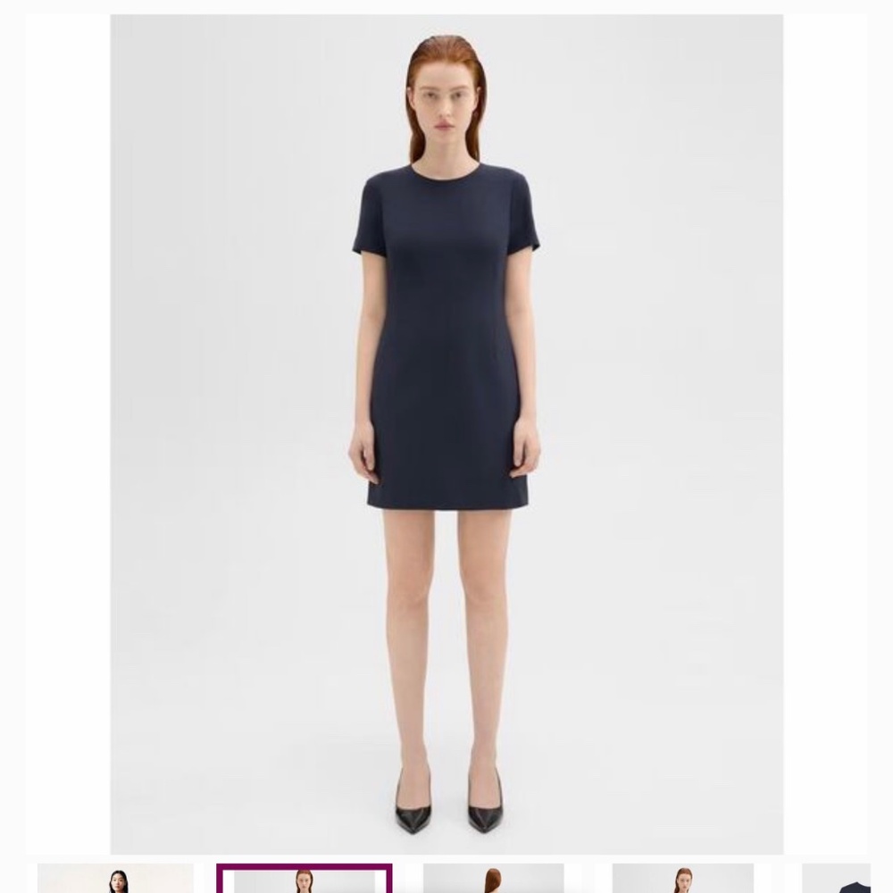 Theory Sheath Dress in Good Wool - Nocturne Navy
